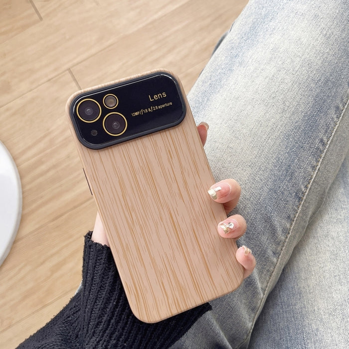 Caja de teléfono de TPU de grano de madera con película de lente