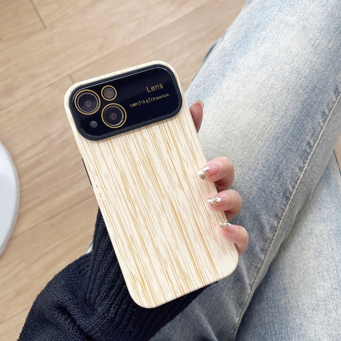 Caja de teléfono de TPU de grano de madera con película de lente