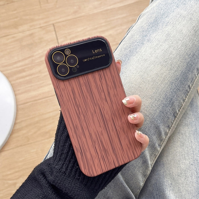 Caja de teléfono de TPU de grano de madera con película de lente