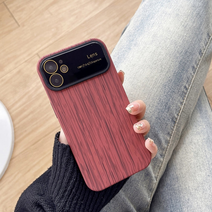Caja de teléfono de TPU de grano de madera con película de lente