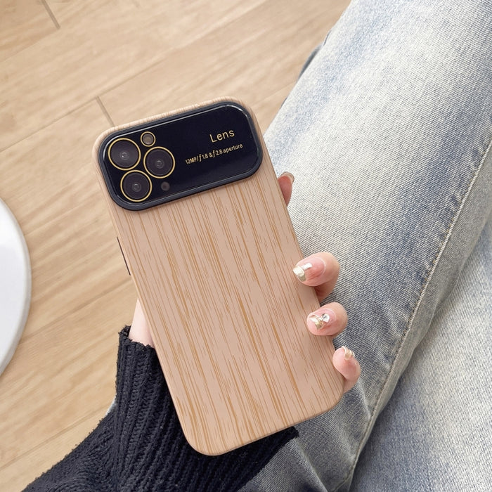 Caja de teléfono de TPU de grano de madera con película de lente