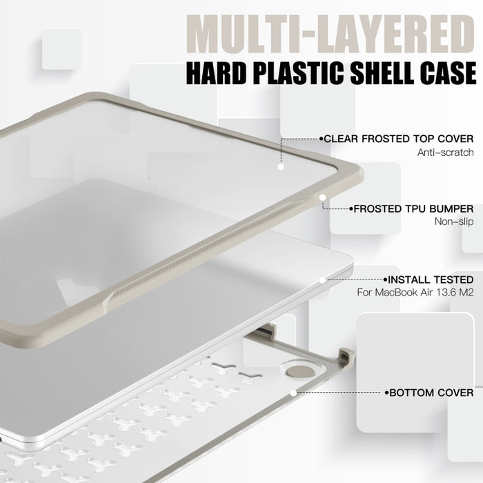 Estuche protector translúcido para computadora portátil, For MacBook Air 13.6 inch A2681 2022 / M3 2024 A3113 / M4 2025 A3240