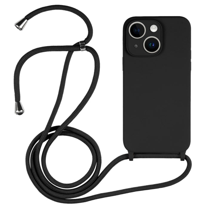 Estuche de silicona líquida con cordón cruzado, For iPhone 16, For iPhone 15 Pro Max, For iPhone 15 Pro, For iPhone 15 Plus, For iPhone 15