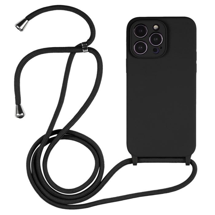 Estuche de silicona líquida con cordón cruzado, For iPhone 16, For iPhone 15 Pro Max, For iPhone 15 Pro, For iPhone 15 Plus, For iPhone 15