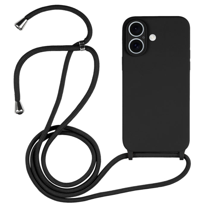 Estuche de silicona líquida con cordón cruzado, For iPhone 16, For iPhone 15 Pro Max, For iPhone 15 Pro, For iPhone 15 Plus, For iPhone 15