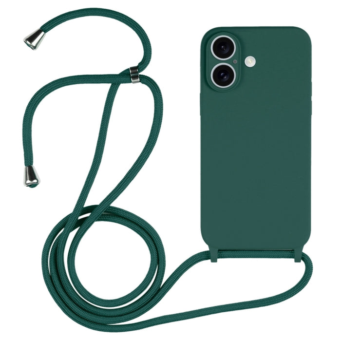 Estuche de silicona líquida con cordón cruzado, For iPhone 16, For iPhone 15 Pro Max, For iPhone 15 Pro, For iPhone 15 Plus, For iPhone 15