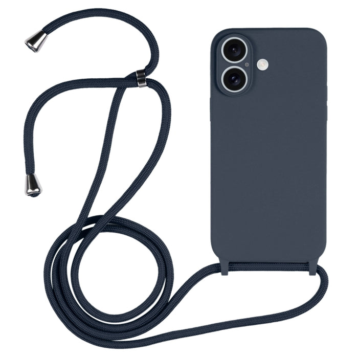 Estuche de silicona líquida con cordón cruzado, For iPhone 16, For iPhone 15 Pro Max, For iPhone 15 Pro, For iPhone 15 Plus, For iPhone 15