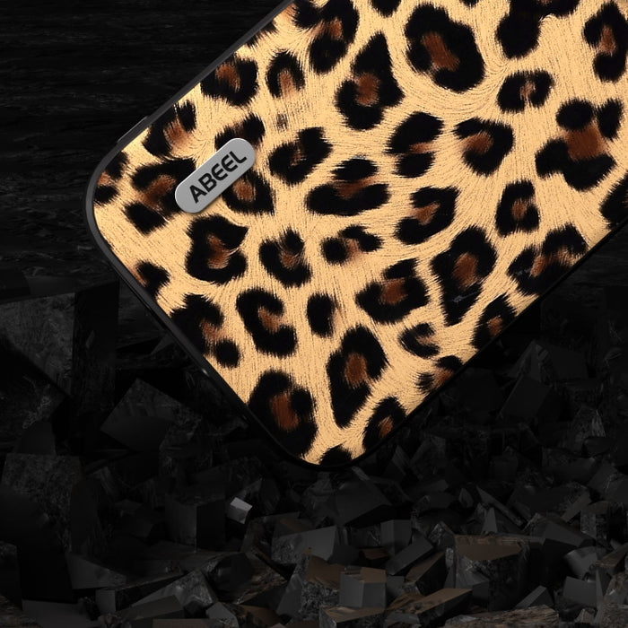ABEEL Estuche para teléfono con borde negro y leopardo