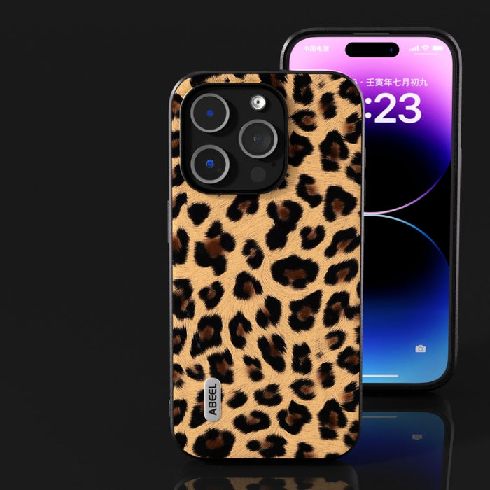ABEEL Estuche para teléfono con borde negro y leopardo