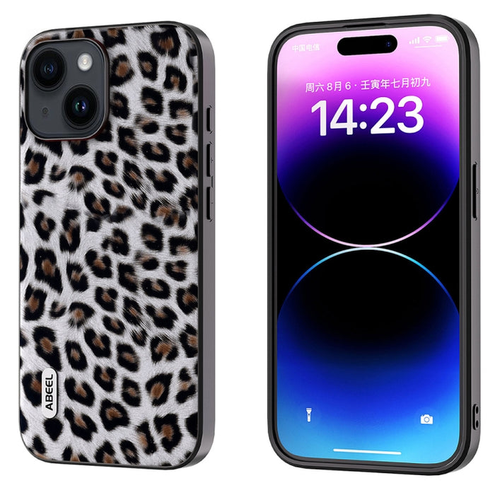 ABEEL Estuche para teléfono con borde negro y leopardo