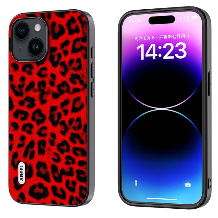 ABEEL Estuche para teléfono con borde negro y leopardo