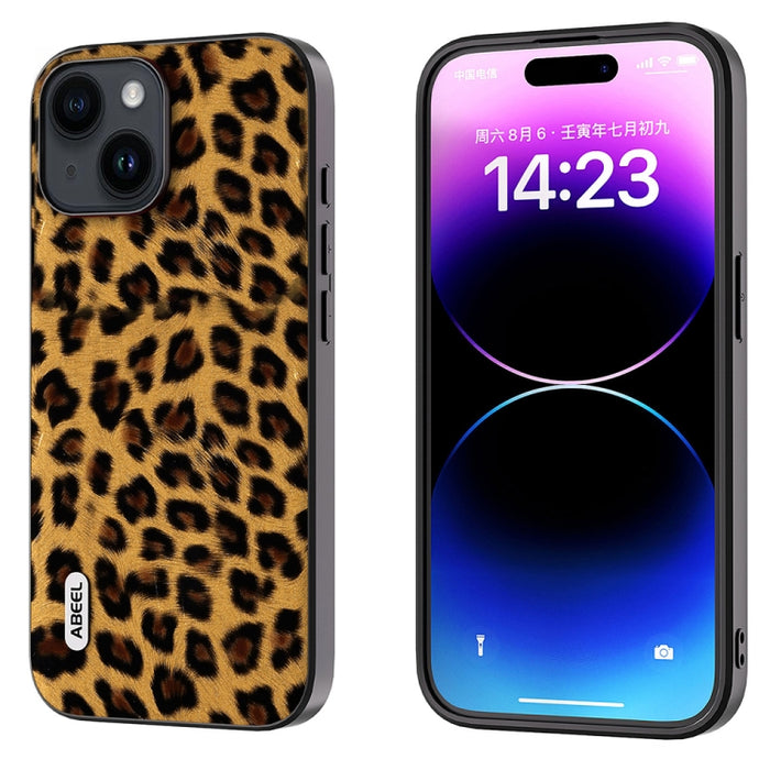 ABEEL Estuche para teléfono con borde negro y leopardo