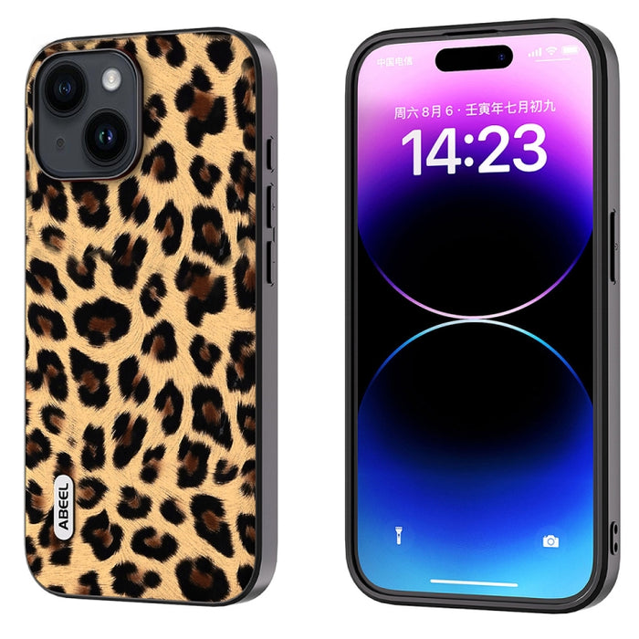 ABEEL Estuche para teléfono con borde negro y leopardo