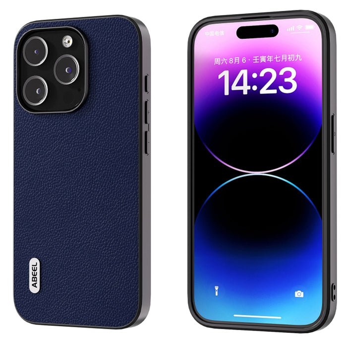 ABEEL Estuche para teléfono Mino de cuero genuino con borde negro