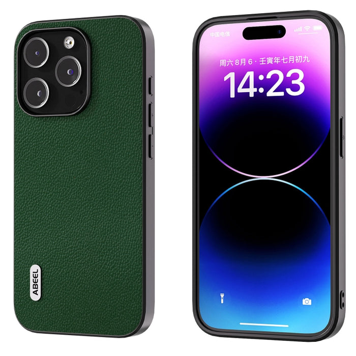ABEEL Estuche para teléfono Mino de cuero genuino con borde negro