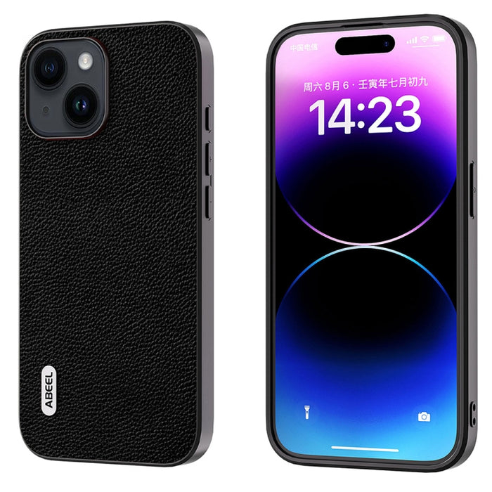 ABEEL Estuche para teléfono Mino de cuero genuino con borde negro