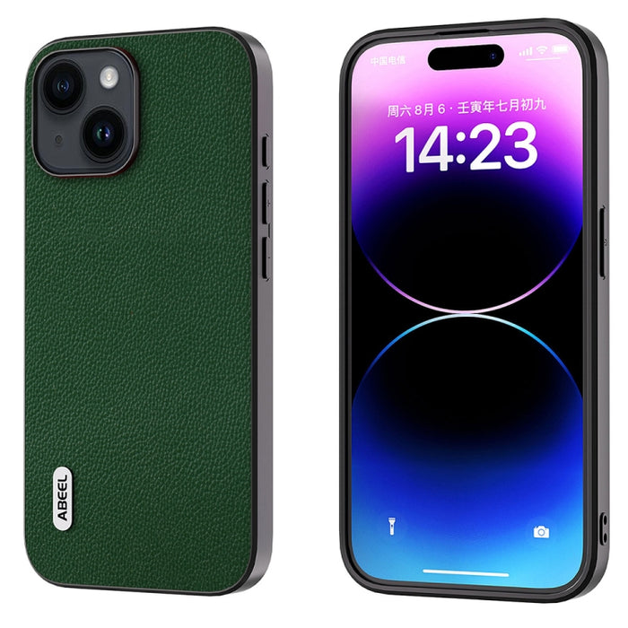 ABEEL Estuche para teléfono Mino de cuero genuino con borde negro