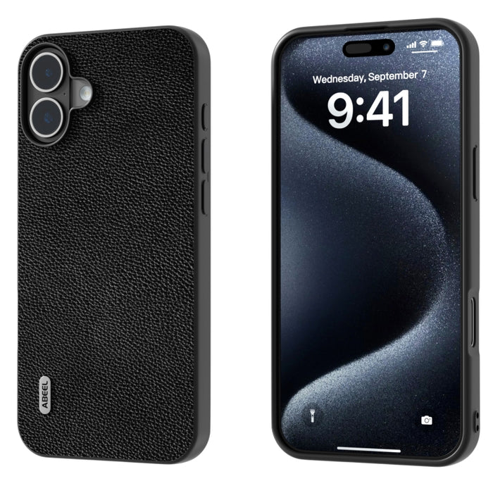 ABEEL Estuche para teléfono Mino de cuero genuino con borde negro