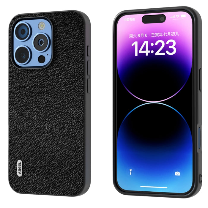 ABEEL Estuche para teléfono Mino de cuero genuino con borde negro