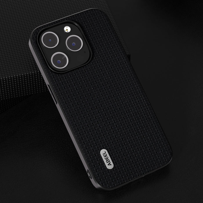 Funda para teléfono ABEEL de cuero genuino con borde negro de lujo