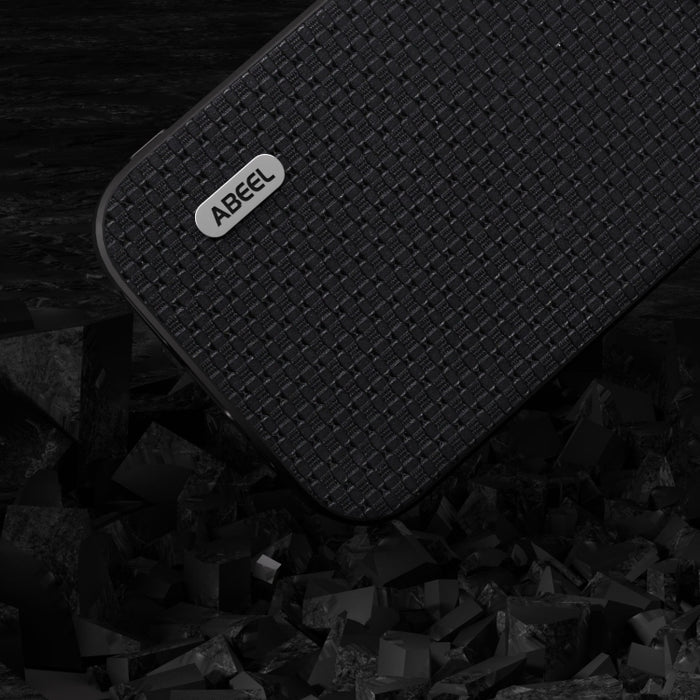 Funda para teléfono ABEEL de cuero genuino con borde negro de lujo