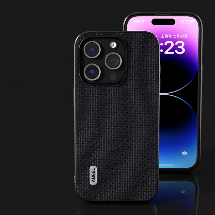 Funda para teléfono ABEEL de cuero genuino con borde negro de lujo