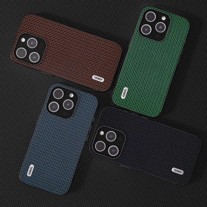 Funda para teléfono ABEEL de cuero genuino con borde negro de lujo