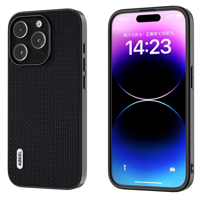 Funda para teléfono ABEEL de cuero genuino con borde negro de lujo