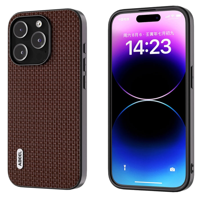 Funda para teléfono ABEEL de cuero genuino con borde negro de lujo
