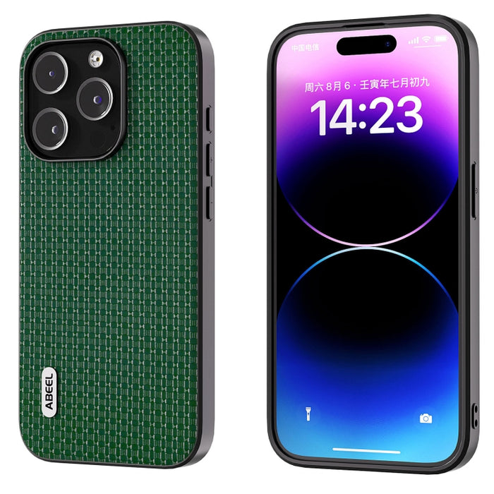 Funda para teléfono ABEEL de cuero genuino con borde negro de lujo