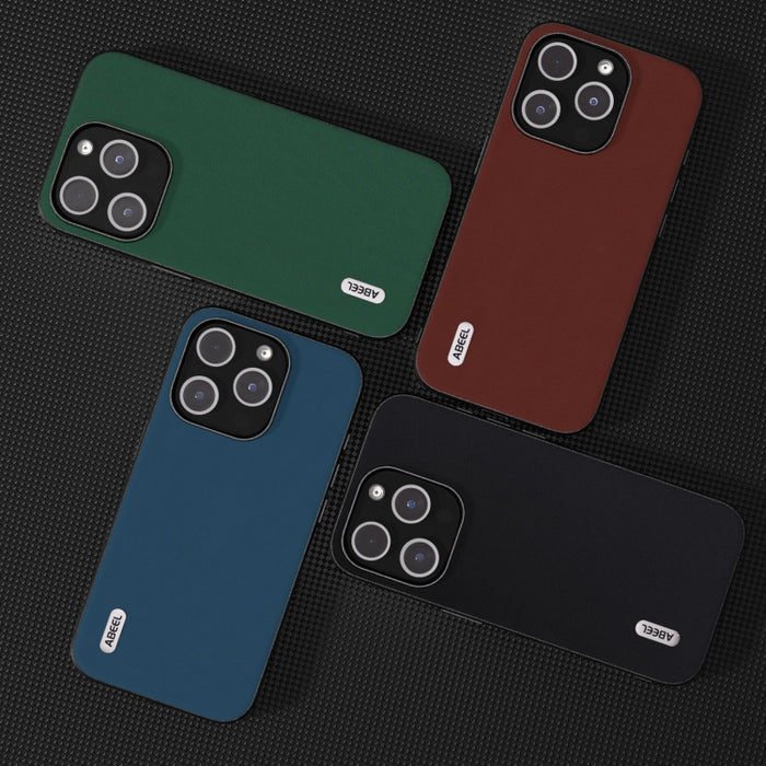 ABEEL Estuche para teléfono con borde negro suave y sedoso de cuero genuino