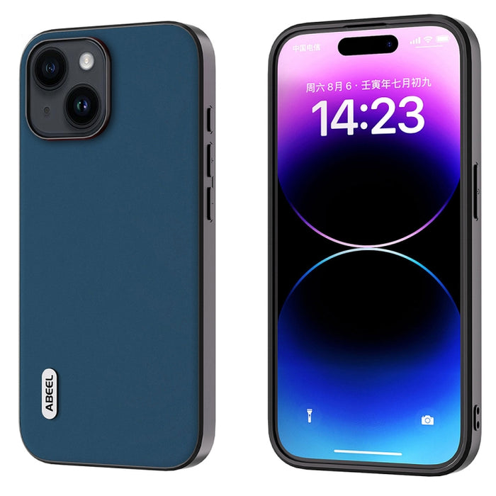 ABEEL Estuche para teléfono con borde negro suave y sedoso de cuero genuino