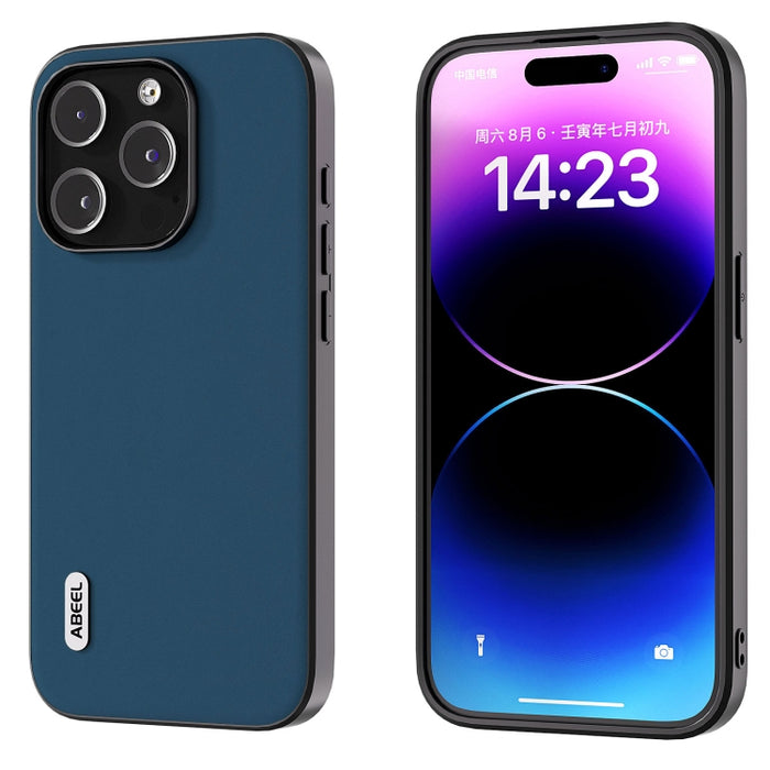ABEEL Estuche para teléfono con borde negro suave y sedoso de cuero genuino