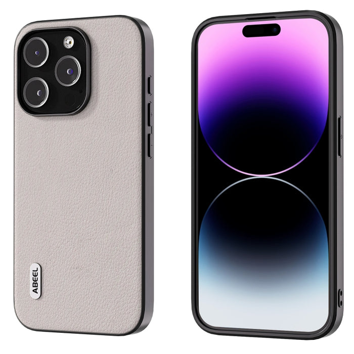 ABEEL Estuche para teléfono con borde negro Wave de cuero genuino
