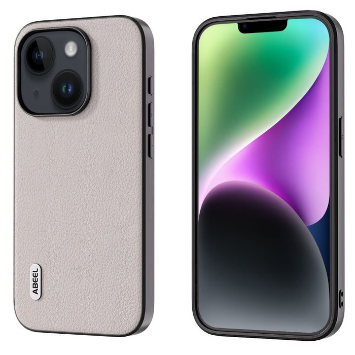 ABEEL Estuche para teléfono con borde negro Wave de cuero genuino