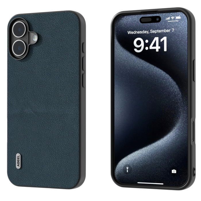 ABEEL Estuche para teléfono con borde negro Wave de cuero genuino