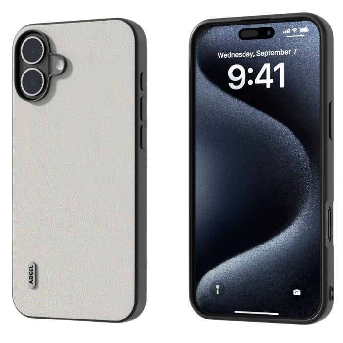 ABEEL Estuche para teléfono con borde negro Wave de cuero genuino