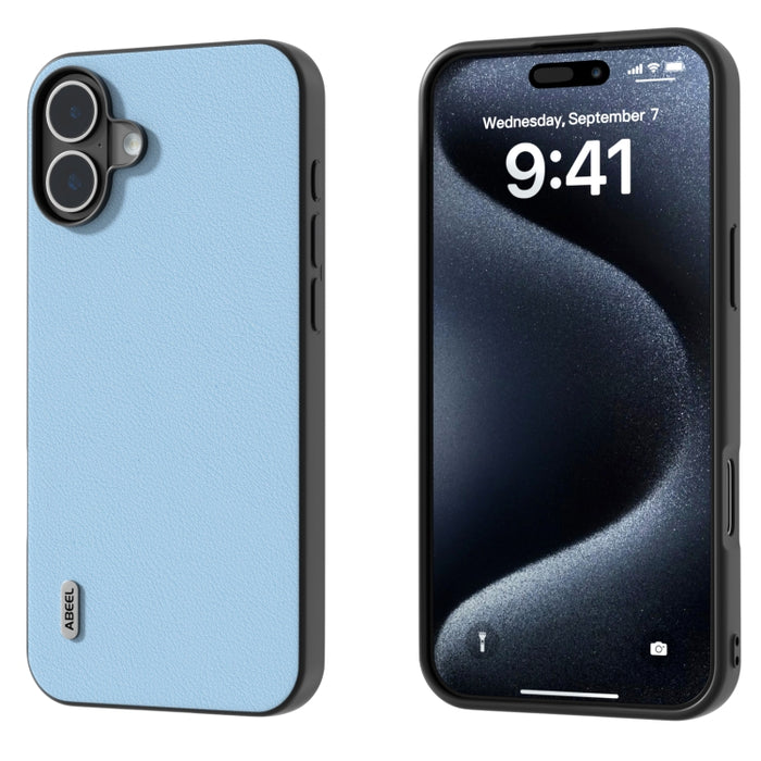 ABEEL Estuche para teléfono con borde negro Wave de cuero genuino