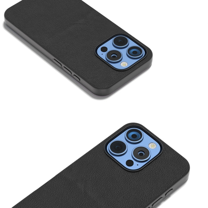 ABEEL Estuche para teléfono con borde negro Wave de cuero genuino