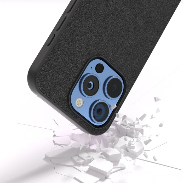 ABEEL Estuche para teléfono con borde negro Wave de cuero genuino