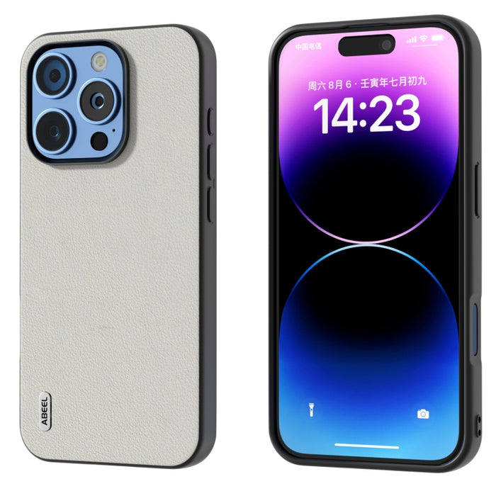 ABEEL Estuche para teléfono con borde negro Wave de cuero genuino