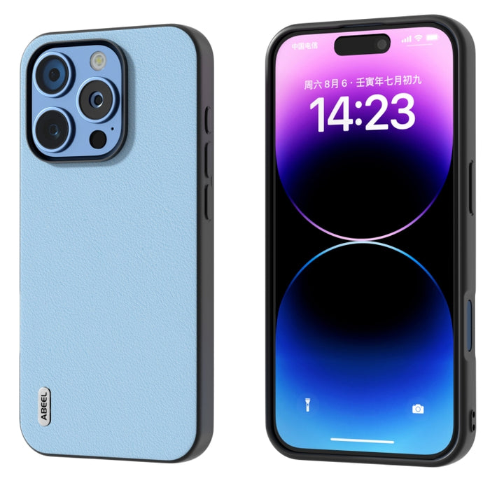 ABEEL Estuche para teléfono con borde negro Wave de cuero genuino