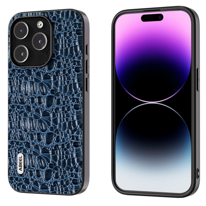 ABEEL Funda para teléfono con borde negro y dosel de cuero genuino
