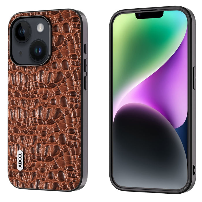 ABEEL Funda para teléfono con borde negro y dosel de cuero genuino