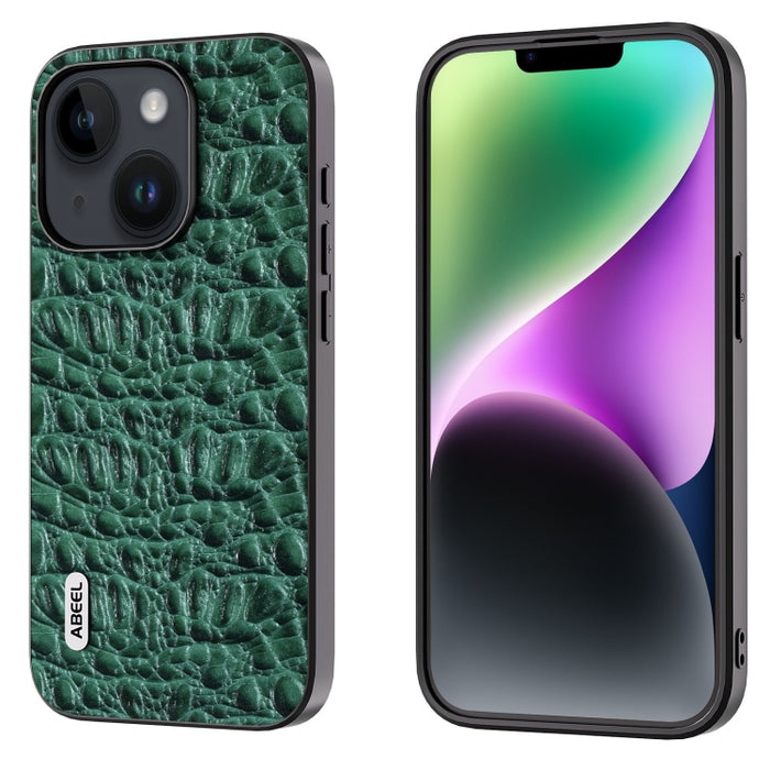 ABEEL Funda para teléfono con borde negro y dosel de cuero genuino