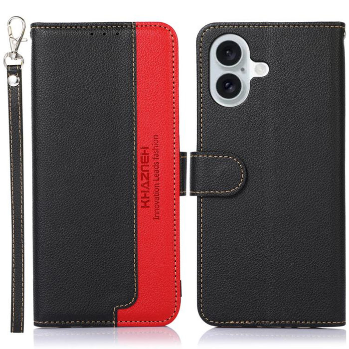 KHAZNEH Estuche para teléfono RFID de cuero con textura de litchi