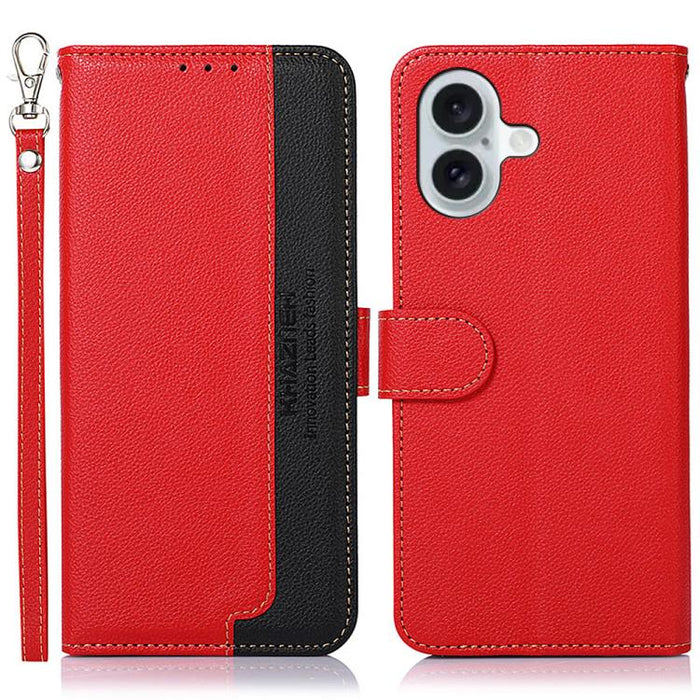 KHAZNEH Estuche para teléfono RFID de cuero con textura de litchi