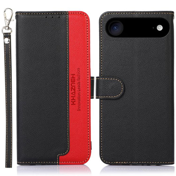 KHAZNEH Estuche para teléfono RFID de cuero con textura de litchi