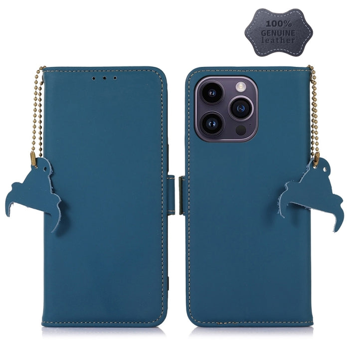 Estuche para teléfono de cuero RFID magnético de cuero genuino