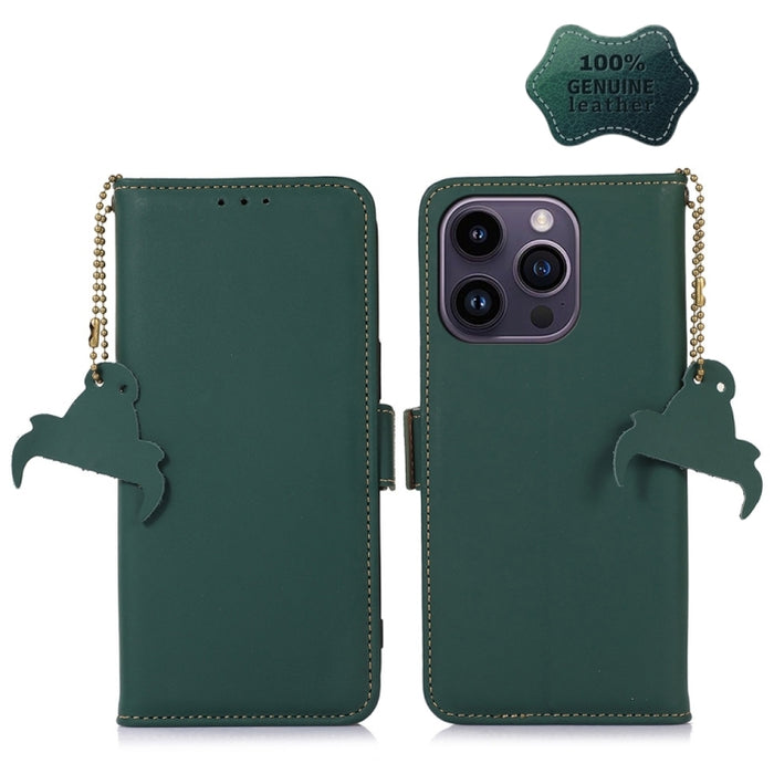 Estuche para teléfono de cuero RFID magnético de cuero genuino